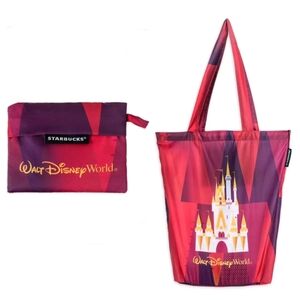 Walt Disney World X Starbucks Colab Pink and Purple Castle ReusableFoldable Tote
